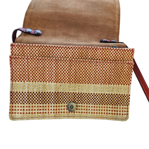Patrica Nash Laurentina Italian Fine Straw Red Leather Crossbody Shoulder Bag - Picture 9 of 15